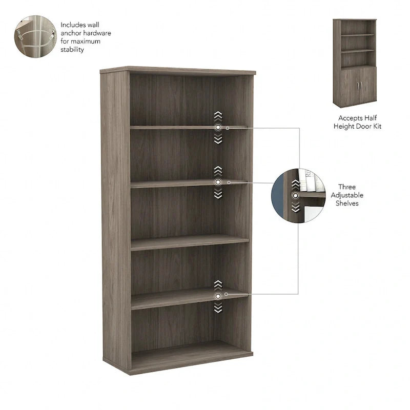 Bush Business Furniture Hybrid Tall 5-Shelf Bookcase 6