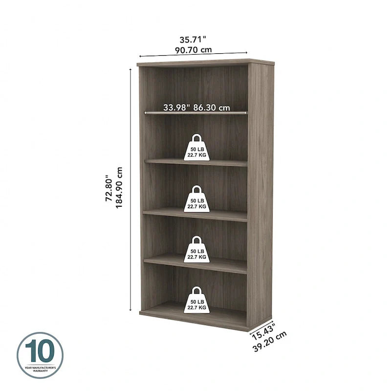 Bush Business Furniture Hybrid Tall 5-Shelf Bookcase 8