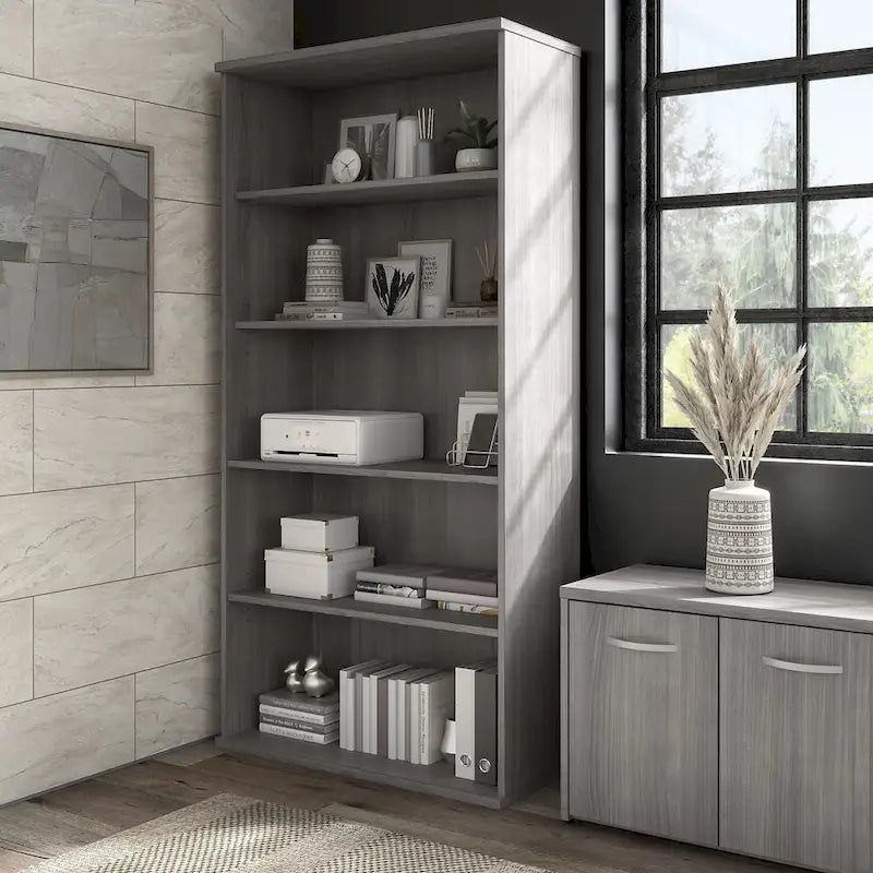 Bush Business Furniture Hybrid Tall 5-Shelf Bookcase 10