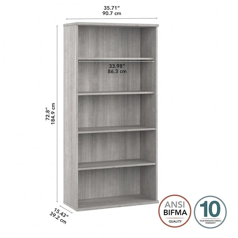 Bush Business Furniture Hybrid Tall 5-Shelf Bookcase 18
