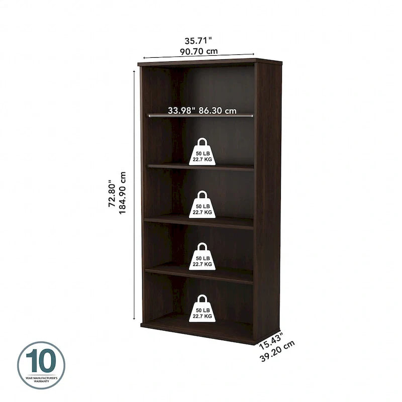Bush Business Furniture Hybrid Tall 5-Shelf Bookcase 28