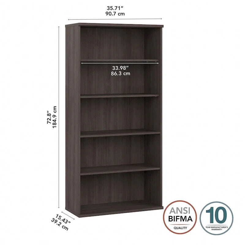 Bush Business Furniture Hybrid Tall 5-Shelf Bookcase 38