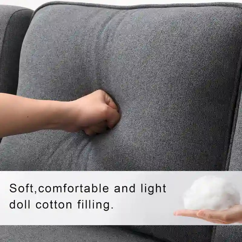 104-Inch Modern Linen Fabric Sofa for 4 with Armrest Pockets and 4 Cushions 5