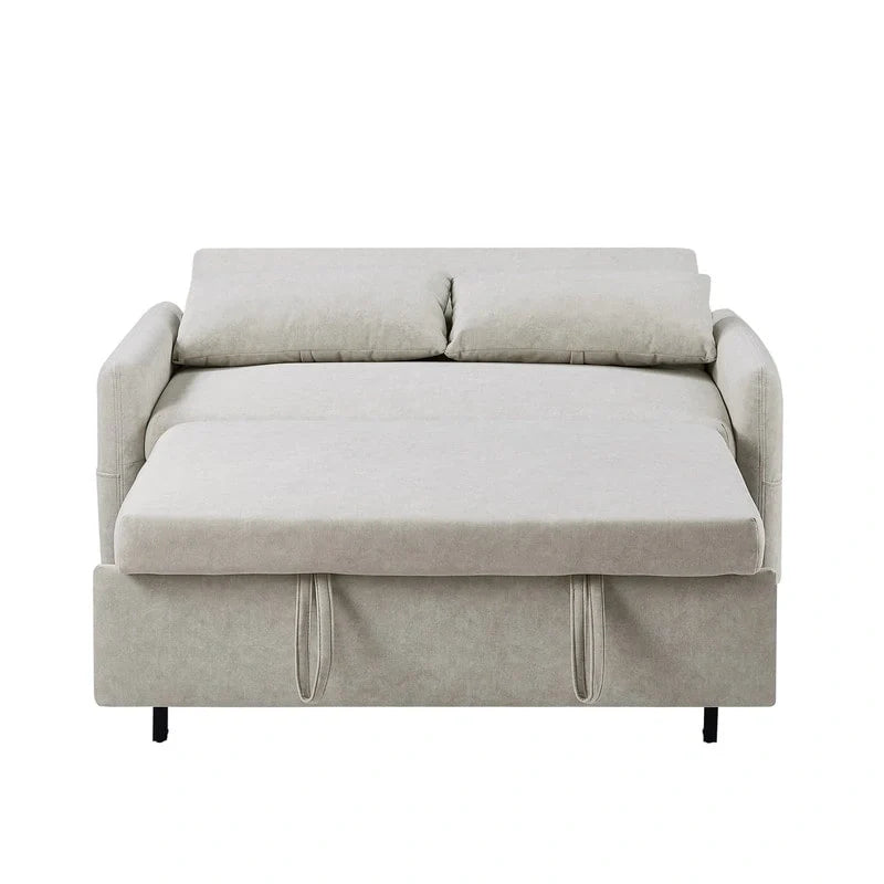 Convertible Sofa Bed Loveseat with Adjustable Backrest, Storage Pockets, and 2 Soft Pillows 8