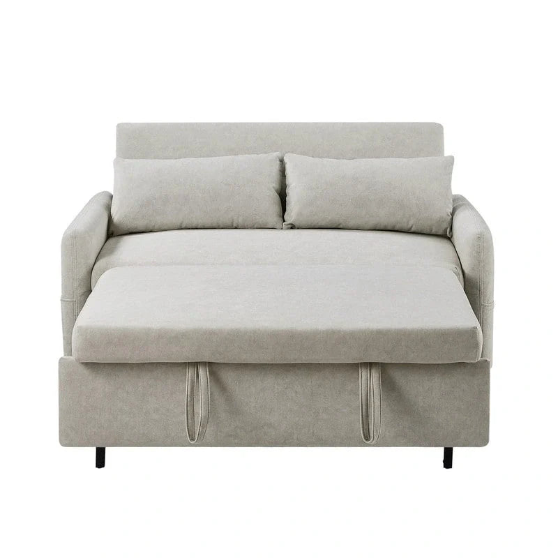 Convertible Sofa Bed Loveseat with Adjustable Backrest, Storage Pockets, and 2 Soft Pillows 10