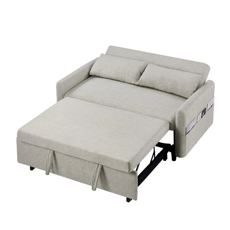 Convertible Sofa Bed Loveseat with Adjustable Backrest, Storage Pockets, and 2 Soft Pillows 11