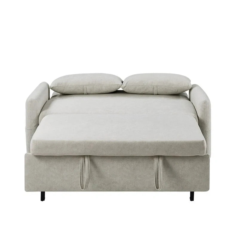 Convertible Sofa Bed Loveseat with Adjustable Backrest, Storage Pockets, and 2 Soft Pillows 12