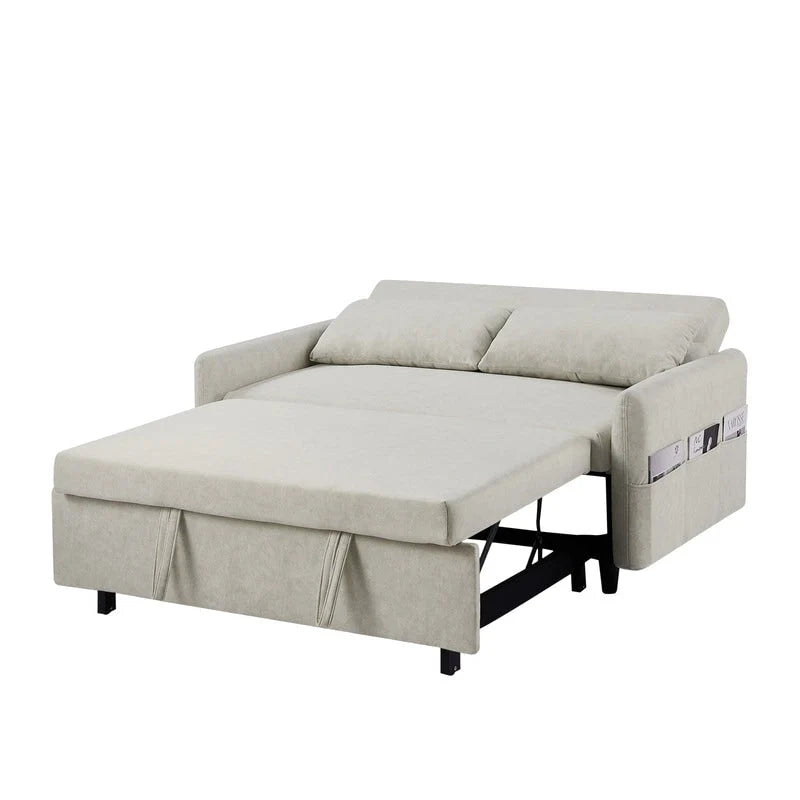 Convertible Sofa Bed Loveseat with Adjustable Backrest, Storage Pockets, and 2 Soft Pillows 13