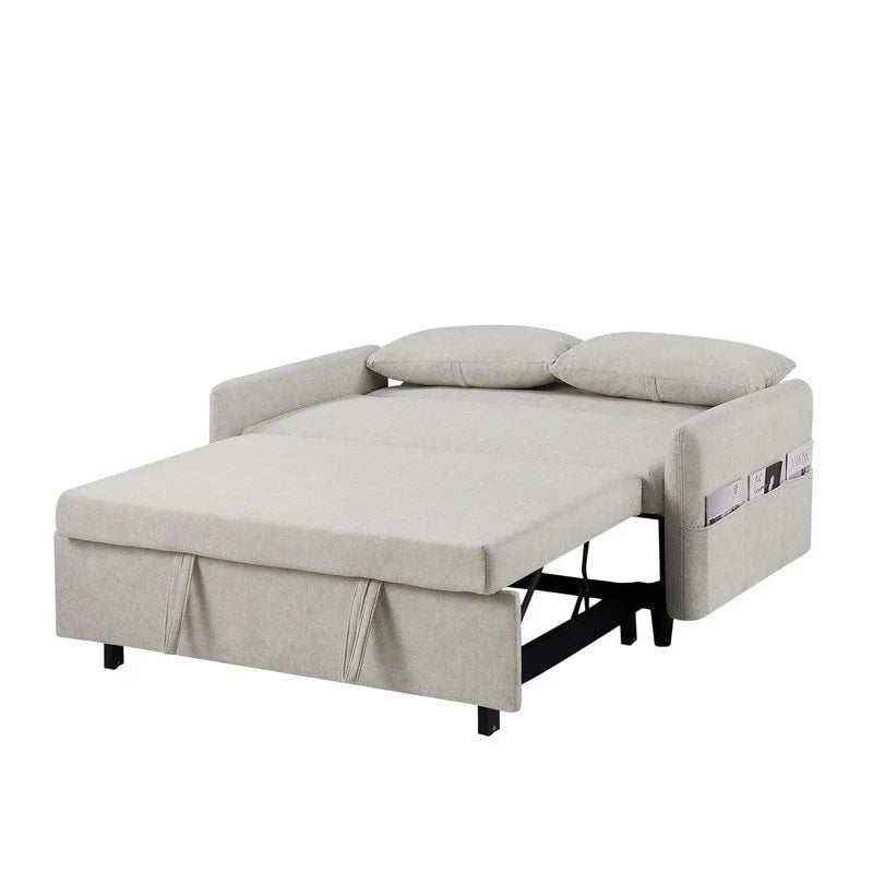 Convertible Sofa Bed Loveseat with Adjustable Backrest, Storage Pockets, and 2 Soft Pillows 14