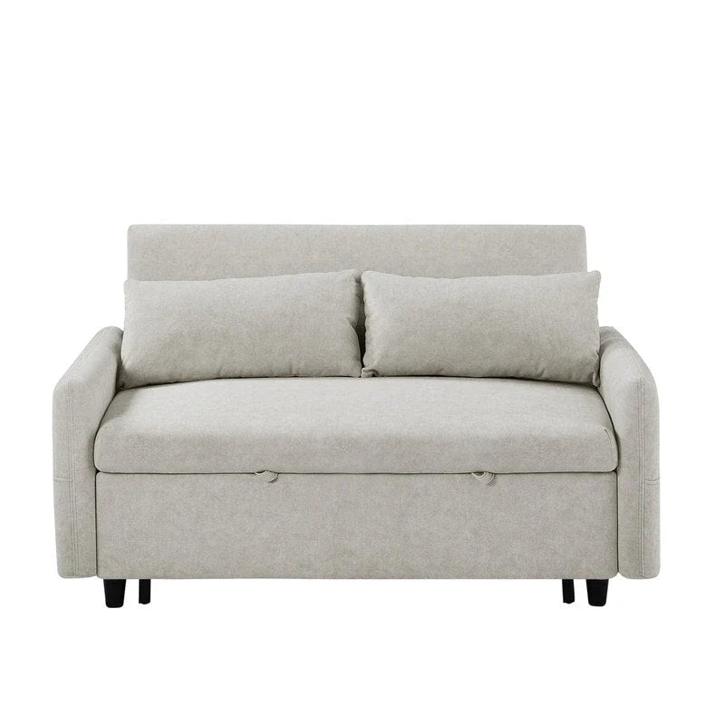 Convertible Sofa Bed Loveseat with Adjustable Backrest, Storage Pockets, and 2 Soft Pillows 15