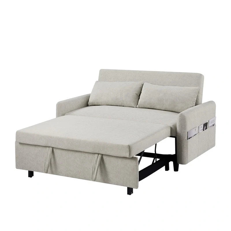 Convertible Sofa Bed Loveseat with Adjustable Backrest, Storage Pockets, and 2 Soft Pillows 16