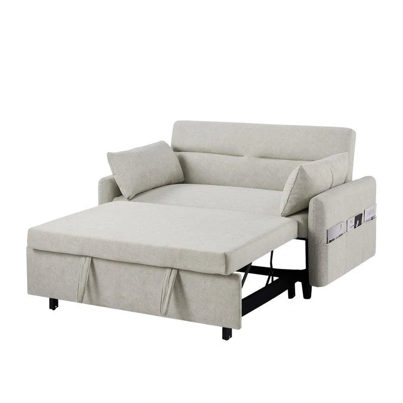 Convertible Sofa Bed Loveseat with Adjustable Backrest, Storage Pockets, and 2 Soft Pillows 17