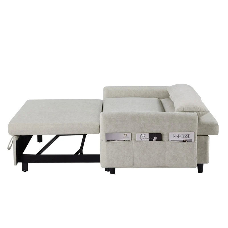 Convertible Sofa Bed Loveseat with Adjustable Backrest, Storage Pockets, and 2 Soft Pillows 19