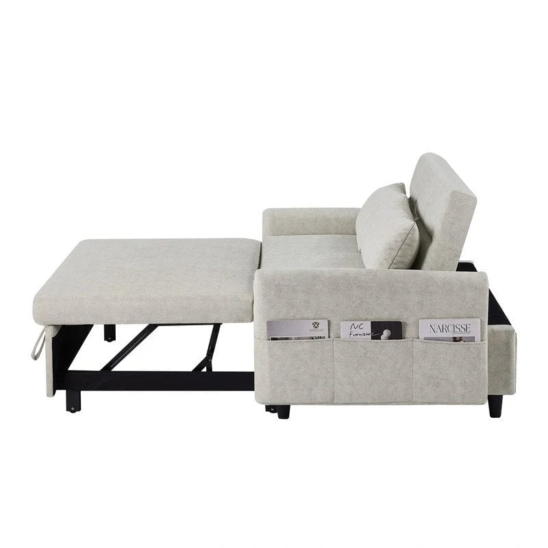 Convertible Sofa Bed Loveseat with Adjustable Backrest, Storage Pockets, and 2 Soft Pillows 20
