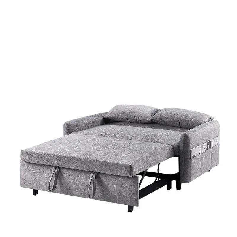 Convertible Sofa Bed Loveseat with Adjustable Backrest, Storage Pockets, and 2 Soft Pillows 26
