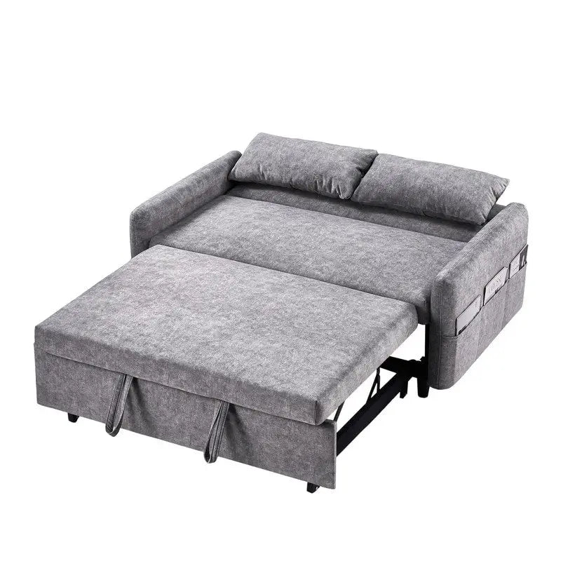 Convertible Sofa Bed Loveseat with Adjustable Backrest, Storage Pockets, and 2 Soft Pillows 28