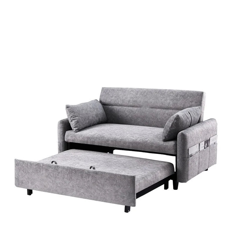 Convertible Sofa Bed Loveseat with Adjustable Backrest, Storage Pockets, and 2 Soft Pillows 31