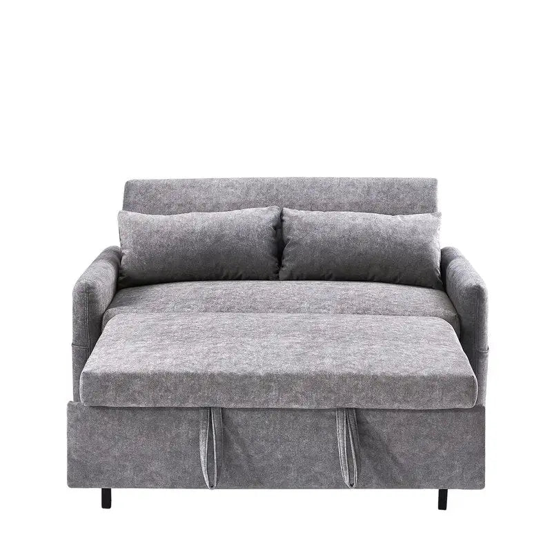 Convertible Sofa Bed Loveseat with Adjustable Backrest, Storage Pockets, and 2 Soft Pillows 33
