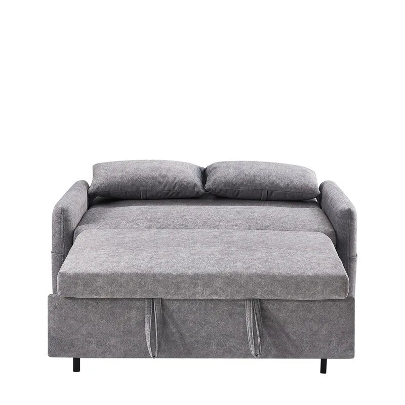 Convertible Sofa Bed Loveseat with Adjustable Backrest, Storage Pockets, and 2 Soft Pillows 36