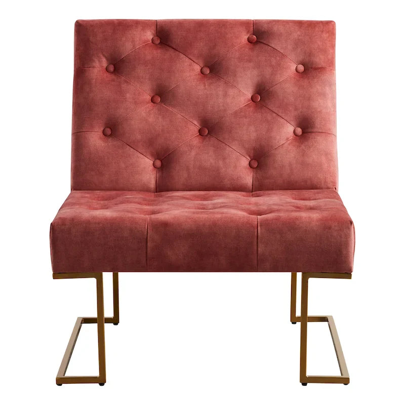 Corvus Savannah Tufted Velvet Lounge Chair with Upholstered Accent 26