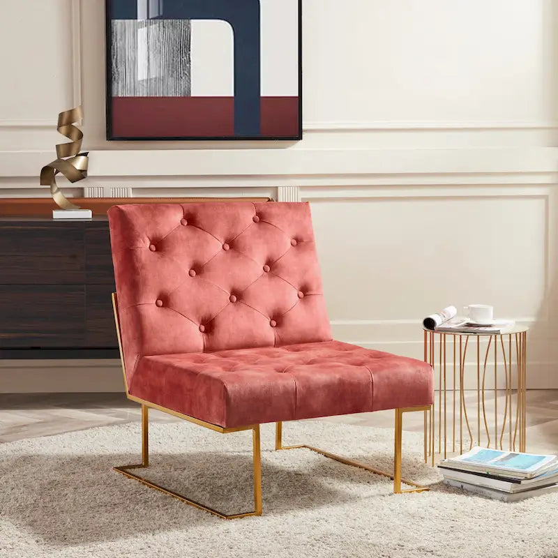 Corvus Savannah Tufted Velvet Lounge Chair with Upholstered Accent 2