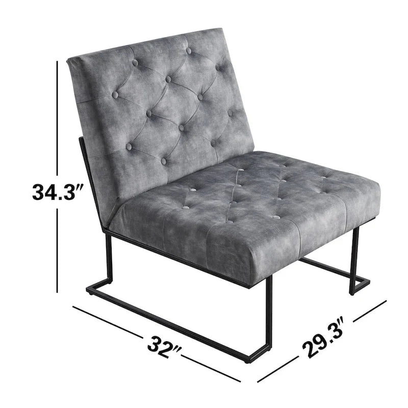 Corvus Savannah Tufted Velvet Lounge Chair with Upholstered Accent 5