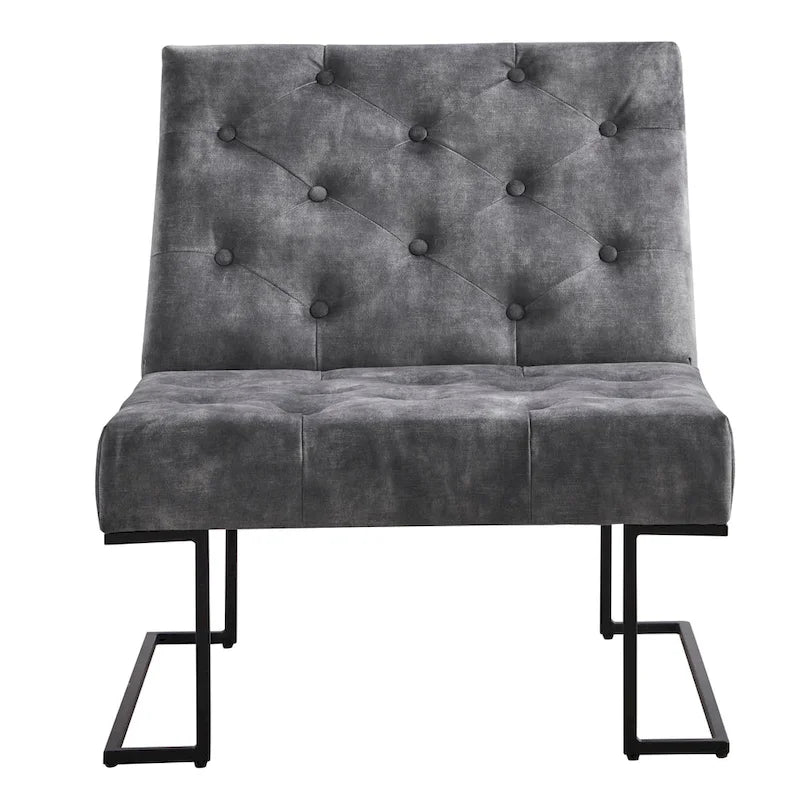 Corvus Savannah Tufted Velvet Lounge Chair with Upholstered Accent 6