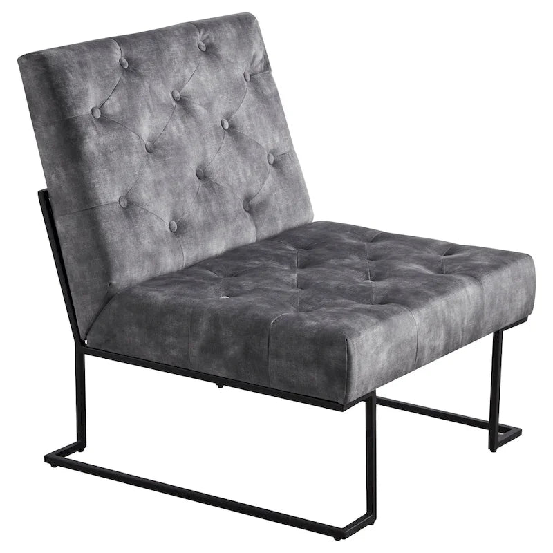 Corvus Savannah Tufted Velvet Lounge Chair with Upholstered Accent 10