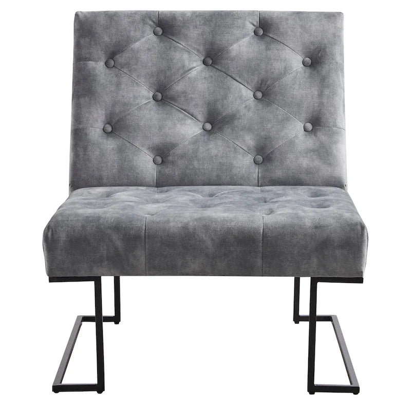 Corvus Savannah Tufted Velvet Lounge Chair with Upholstered Accent 12