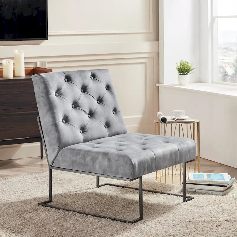 Corvus Savannah Tufted Velvet Lounge Chair with Upholstered Accent 13