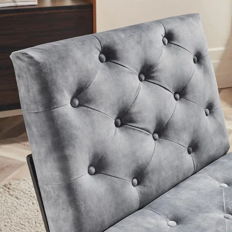 Corvus Savannah Tufted Velvet Lounge Chair with Upholstered Accent 14
