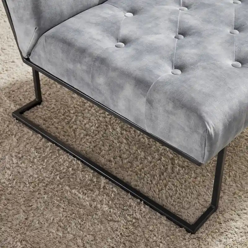 Corvus Savannah Tufted Velvet Lounge Chair with Upholstered Accent 15