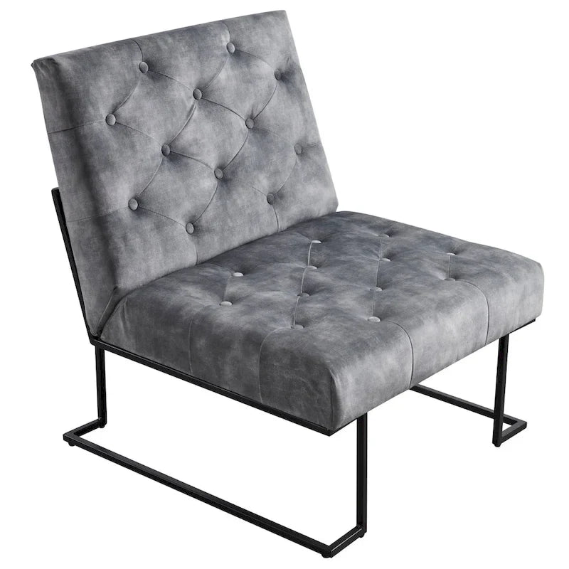 Corvus Savannah Tufted Velvet Lounge Chair with Upholstered Accent 16