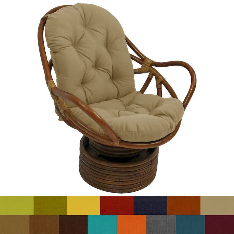Bali Rattan Swivel Rocking Chair with Durable All-Weather Cushion 1
