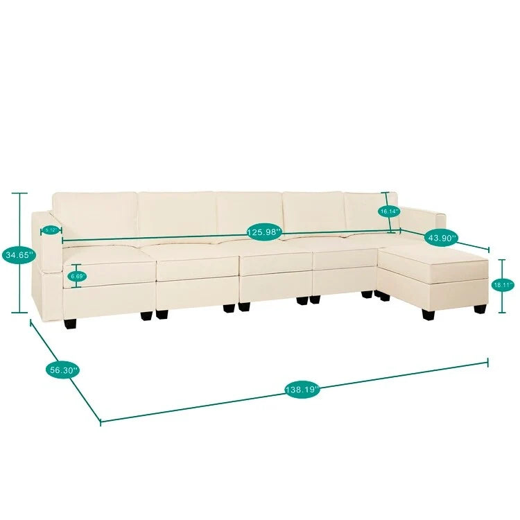 Convertible DIY Modular Sleeper Sectional Sofa Collection with Storage Seats - Perfect for Your Living Room 15