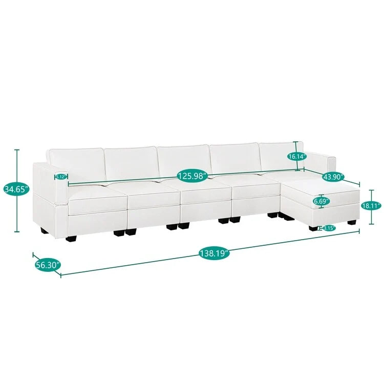 Convertible DIY Modular Sleeper Sectional Sofa Collection with Storage Seats - Perfect for Your Living Room 33