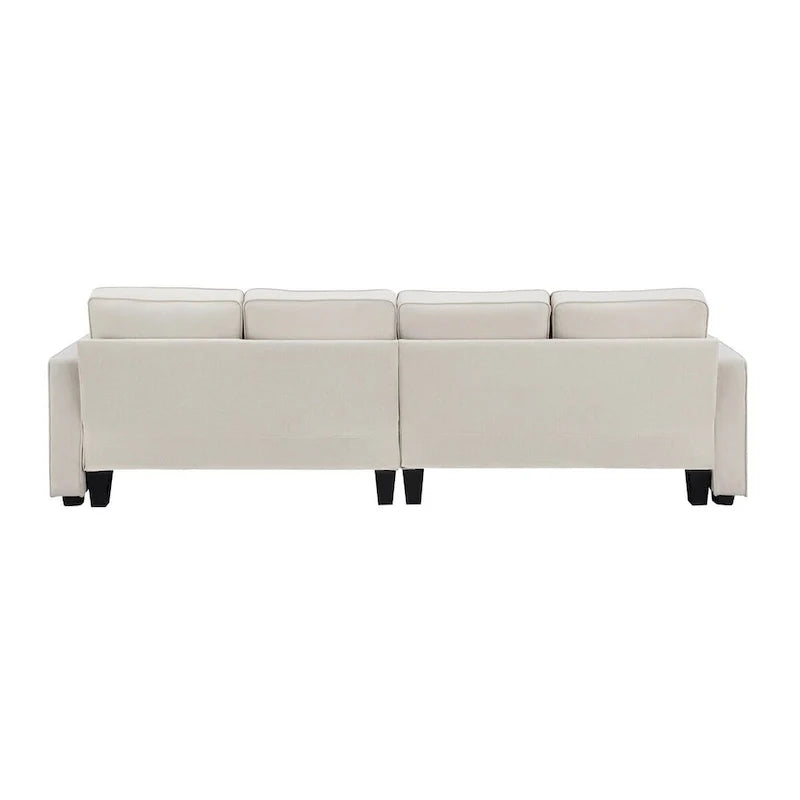 Merax 104 Modern 4-Seater Linen Sofa with Armrest Pockets and 4 Pillows - Minimalist Design 15