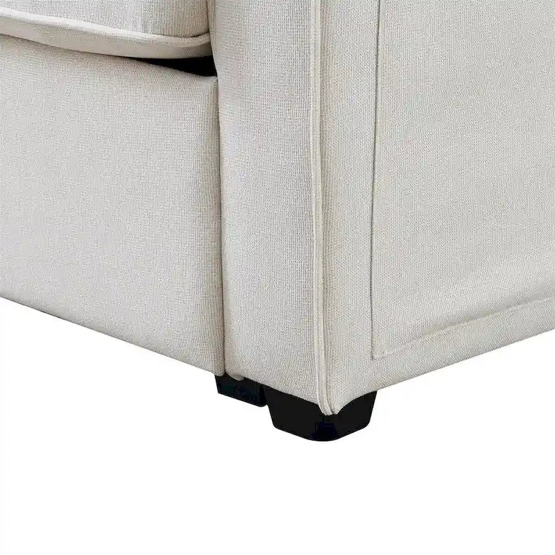 Merax 104 Modern 4-Seater Linen Sofa with Armrest Pockets and 4 Pillows - Minimalist Design 19