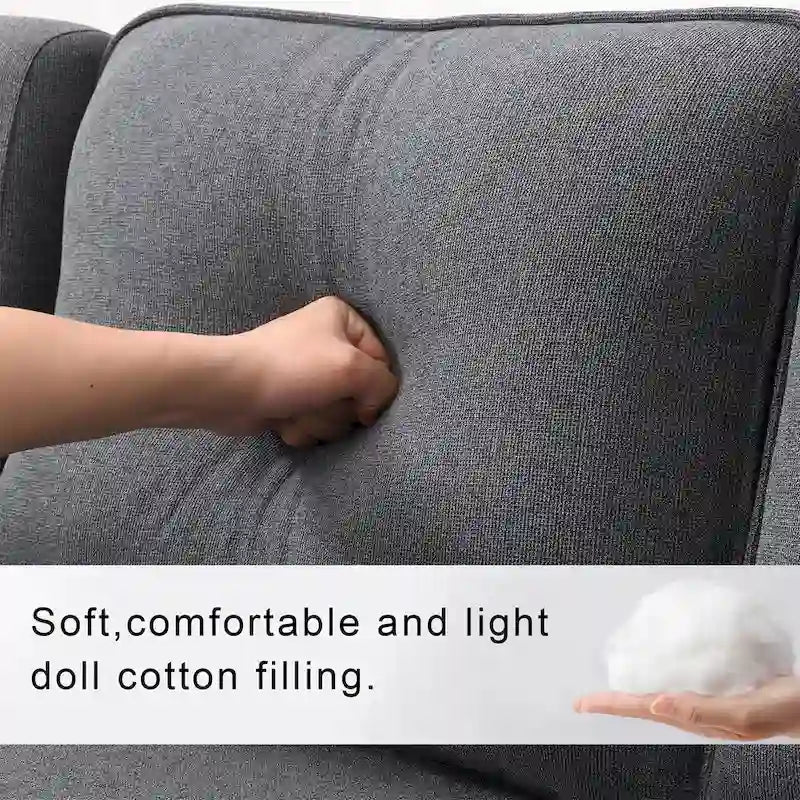 Merax 104 Modern 4-Seater Linen Sofa with Armrest Pockets and 4 Pillows - Minimalist Design 25