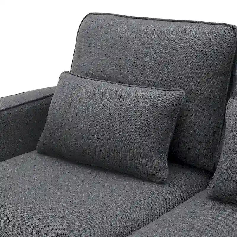 Merax 104 Modern 4-Seater Linen Sofa with Armrest Pockets and 4 Pillows - Minimalist Design 27