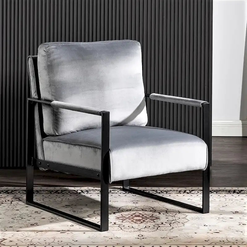 Hosam 25.4 Velvet Upholstered Chair with Metal Arms 10