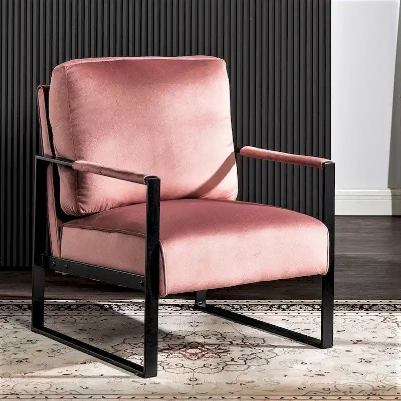 Hosam 25.4 Velvet Upholstered Chair with Metal Arms 12