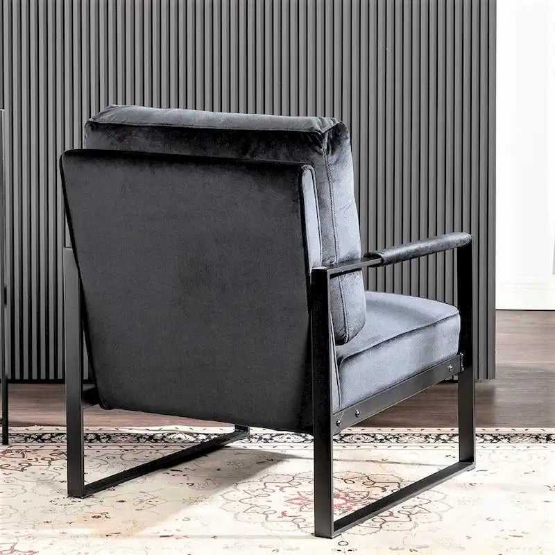 Hosam 25.4 Velvet Upholstered Chair with Metal Arms 3