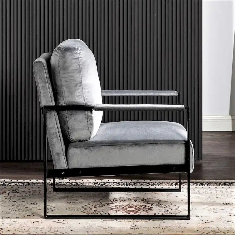 Hosam 25.4 Velvet Upholstered Chair with Metal Arms 5