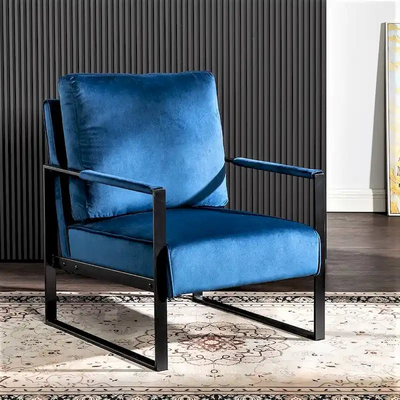 Hosam 25.4 Velvet Upholstered Chair with Metal Arms 6