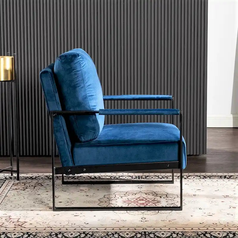 Hosam 25.4 Velvet Upholstered Chair with Metal Arms 7
