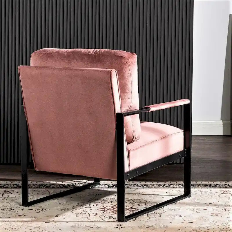 Hosam 25.4 Velvet Upholstered Chair with Metal Arms 9