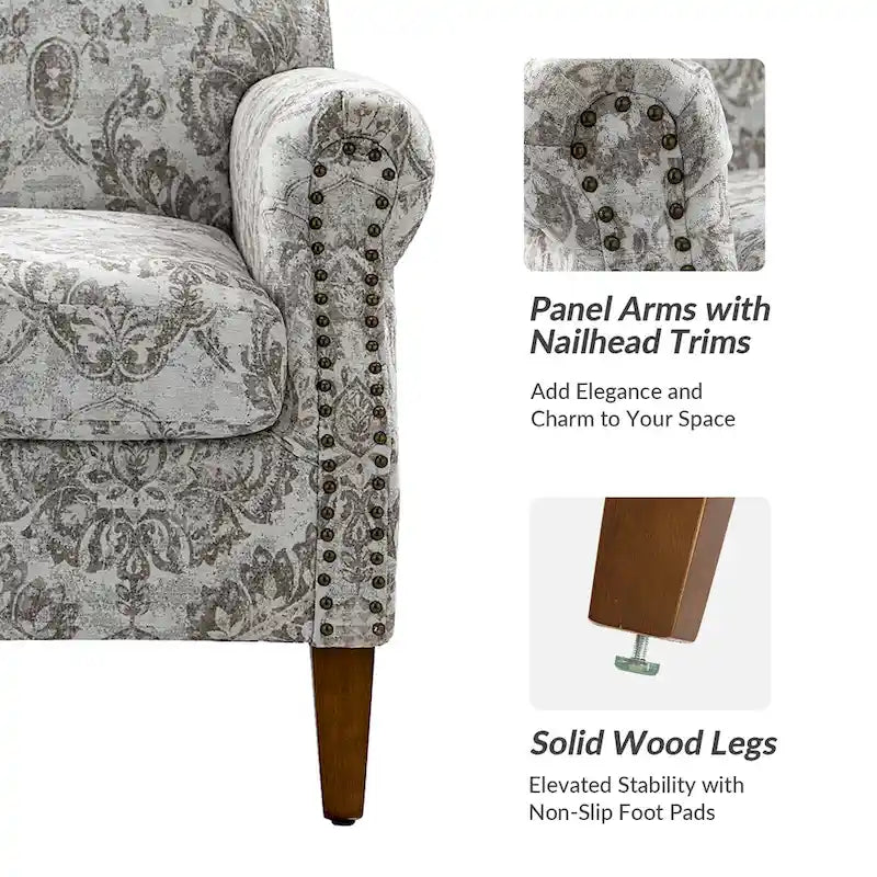 Giampiero Upholstered Wooden Armchair with Nailhead Accents by HULALA HOME 3