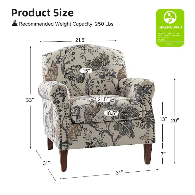 Giampiero Upholstered Wooden Armchair with Nailhead Accents by HULALA HOME 9