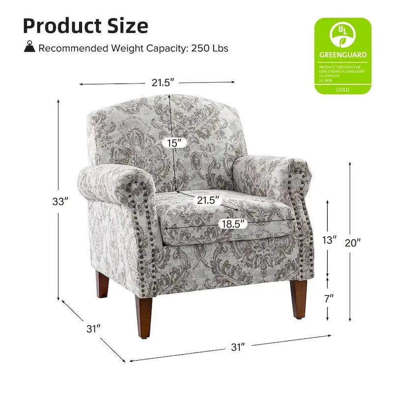 Giampiero Upholstered Wooden Armchair with Nailhead Accents by HULALA HOME 13